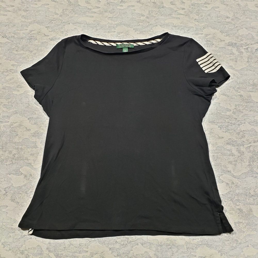 Lauren Ralph Lauren Top Womens XL Black Short‎ Sleeve